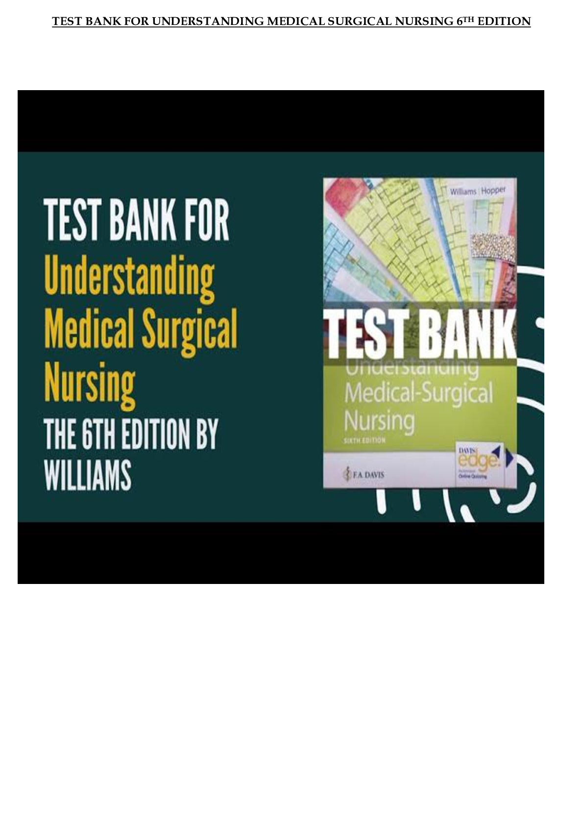 Preview image for Understanding Medical Surgical Nursing 6th Edition Williams Test Bank